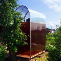 Douche d'été en polycarbonate: instructions de construction étape par étape