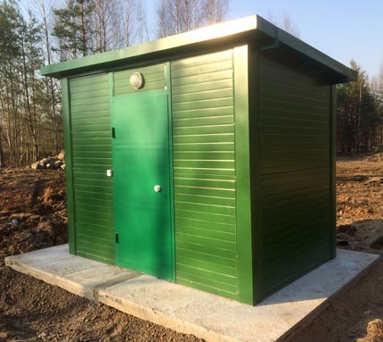 Construção de um poço para a água usando um contêiner pavilhão de contêineres