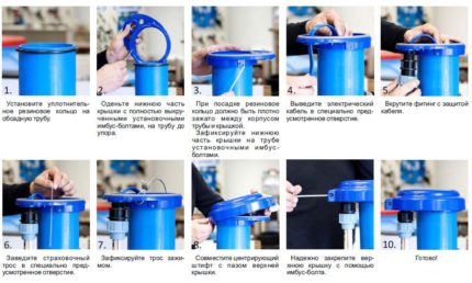 Installation de la tête pour le puits