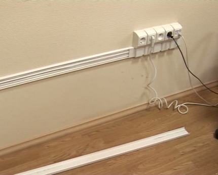 Fil dans le canal de câble en plastique