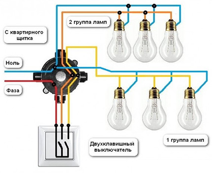 Connecting a two-key switch to a chandelier Chandelier Connection Diagram