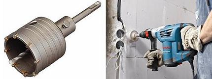 Çıkış mekanizmasının montajı için bir delik oluşturulması İçi boş bir matkapla bir niş delme