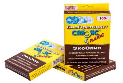Le médicament pour éliminer les blocages dans les égouts Sanex Ekosliv