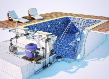 Design of a swimming pool with ventilation system Pool design