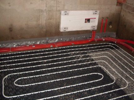 Water floor heating