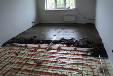 Screed water floor heating