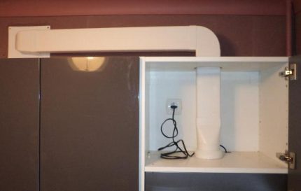 Rückzug von Kunststoffrohren zum Auspuffloch Installation einer Plastikbox