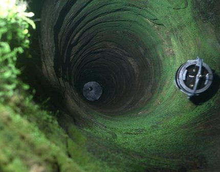 What is the plastic insert in the well for? Moss-covered well walls
