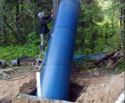 Assembly of a plastic insert in a well Installation of the finished structure