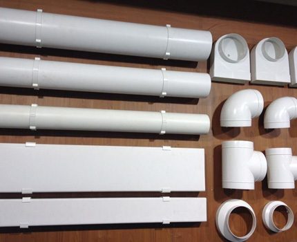 Sizes of plastic ducts for hoods in the kitchen Plastic pipes for hoods