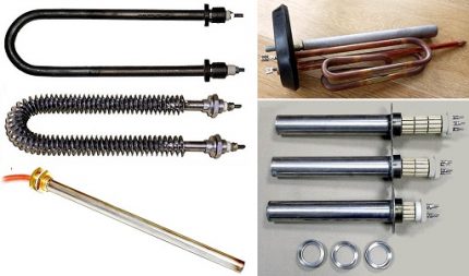 Heating elements for fan heater device Varieties of heating elements