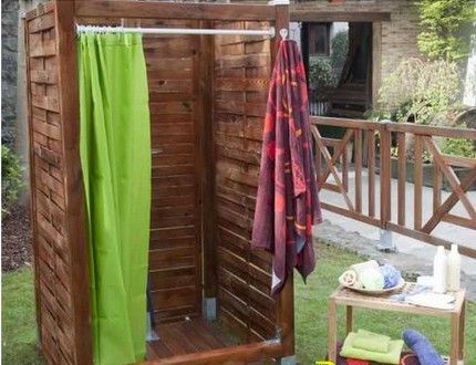 Do-it-yourself summer shower on site Open area for the installation of a bathroom