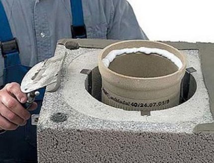 Installation of a ceramic chimney