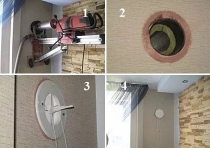 Installation d'une vanne de ventilation murale Montage de soupape