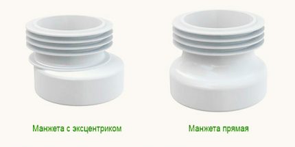 Algemas para vaso sanitário Tipos de manguitos de conexão