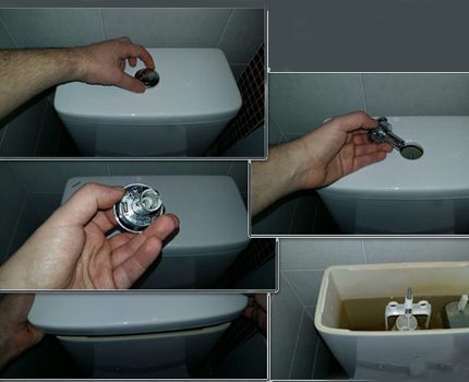 How to remove the toilet bowl Dismantling the drain tank cap