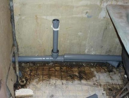 Pente incorrecte des tuyaux d'égout