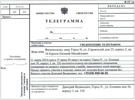 Opção de notificação quando um apartamento é inundado por vizinhos de cima Aviso de telegrama