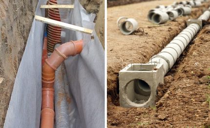 Éléments pour un dispositif de drainage dans la zone