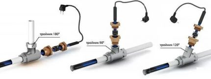 Opções de conexão para cabo de aquecimento Métodos de montagem interna através de um tee