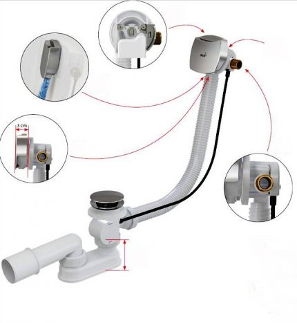How to assemble a semi-automatic siphon for a bath - diagram Semi-automatic siphon
