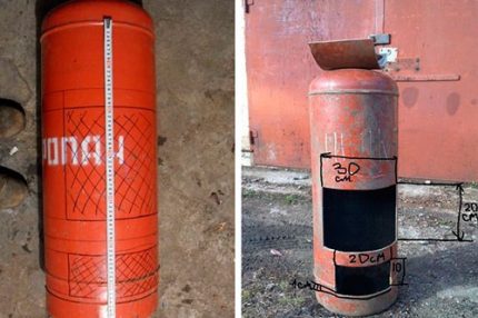 Vorbereitung einer Gasflasche zur Herstellung eines Topfbauchofens Ballon