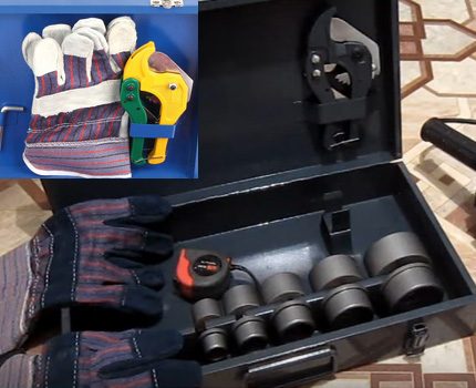 Kit d'outils avec fer pour souder des tuyaux en polypropylène Complétude du boîtier avec un fer à souder