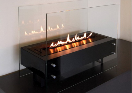 Cheminée bio avec écran