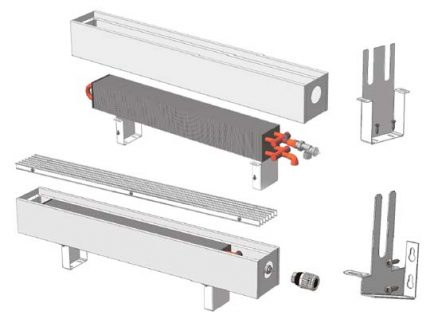 Konvektör montaj önerileri Cihazın şeması ve zemin konvektörünün bağlantısı