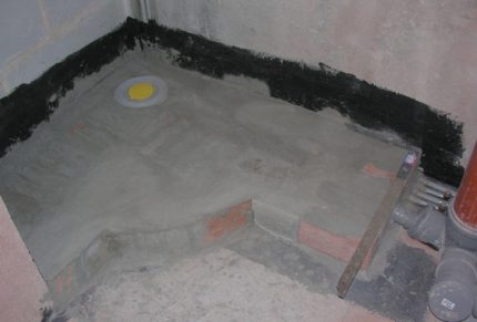 La surface de la palette est légèrement inclinée vers l'échelle Chape de finition