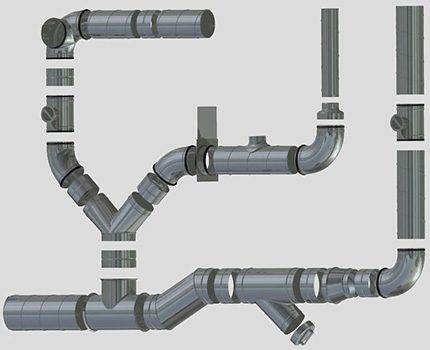Schéma de conception d'un dispositif de système de ventilation Éléments en forme de conduits d'air