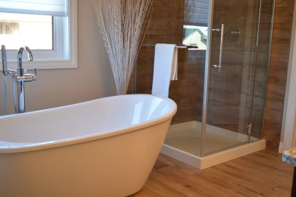 A shower can be installed next to the bathroom Existing types of bathtubs