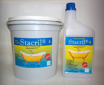 Produkte von schlechter Qualität für die Badrestauration mit flüssigem Acryl Gefälschtes Glas