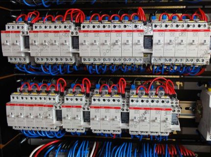 Máquinas no quadro de comando da ventilação