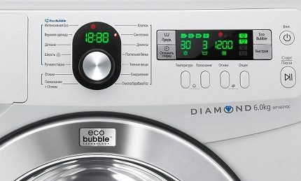 Affichage de la machine à laver