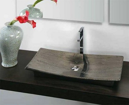 Die ungewöhnliche Form der Spüle Größen von Desktop-Waschbecken