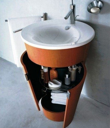 Kleiner runder Waschbeckenschrank für kleines Badezimmer Runder Waschbeckenschrank