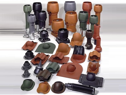 Pièces pour le passage du tuyau de ventilation à travers le toit Noeuds de transition pour la ventilation