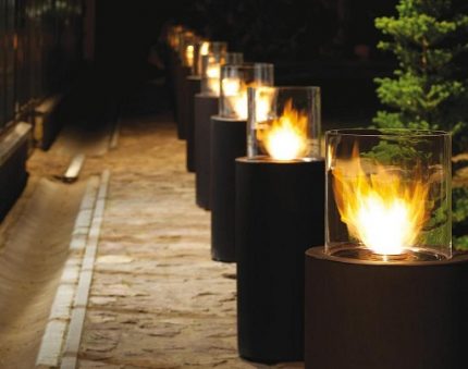 Fonction décorative des cheminées Bioéthanol pour l'éclairage public