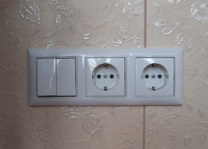 Unité de prise avec interrupteur à deux gangs