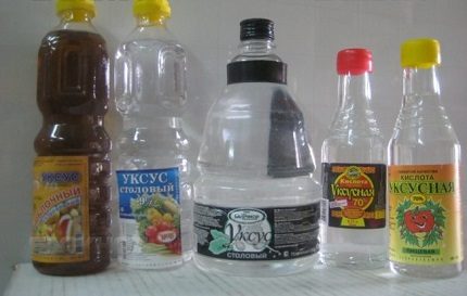 Différents types de vinaigre