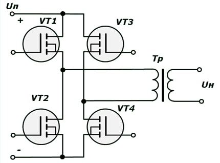 Circuit de nœud avec quatre transistors clés Circuit de pont inverseur