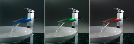 The color of water changes depending on its temperature Mixer water backlight