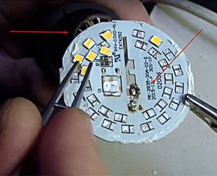 Remplacement des LED de la carte