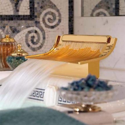 Waterfall in the bathroom looks stylish Wide spout mixer