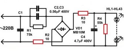 Conception de pilote de suppression de tension Schéma du pilote de lampe LED