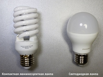 Comparaison de source de lumière obsolète et nouvelle Comparaison des lampes