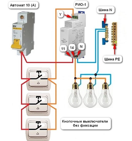 Drei Lampenkontrollpunkte Beleuchtungsanschlussschema