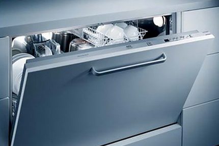 Loading dishes into the Kandy dishwasher bin Dishwasher brand Kandy