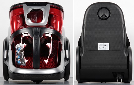 Distância entre eixos do aspirador com o logotipo Tefal Material rodante para aspirador